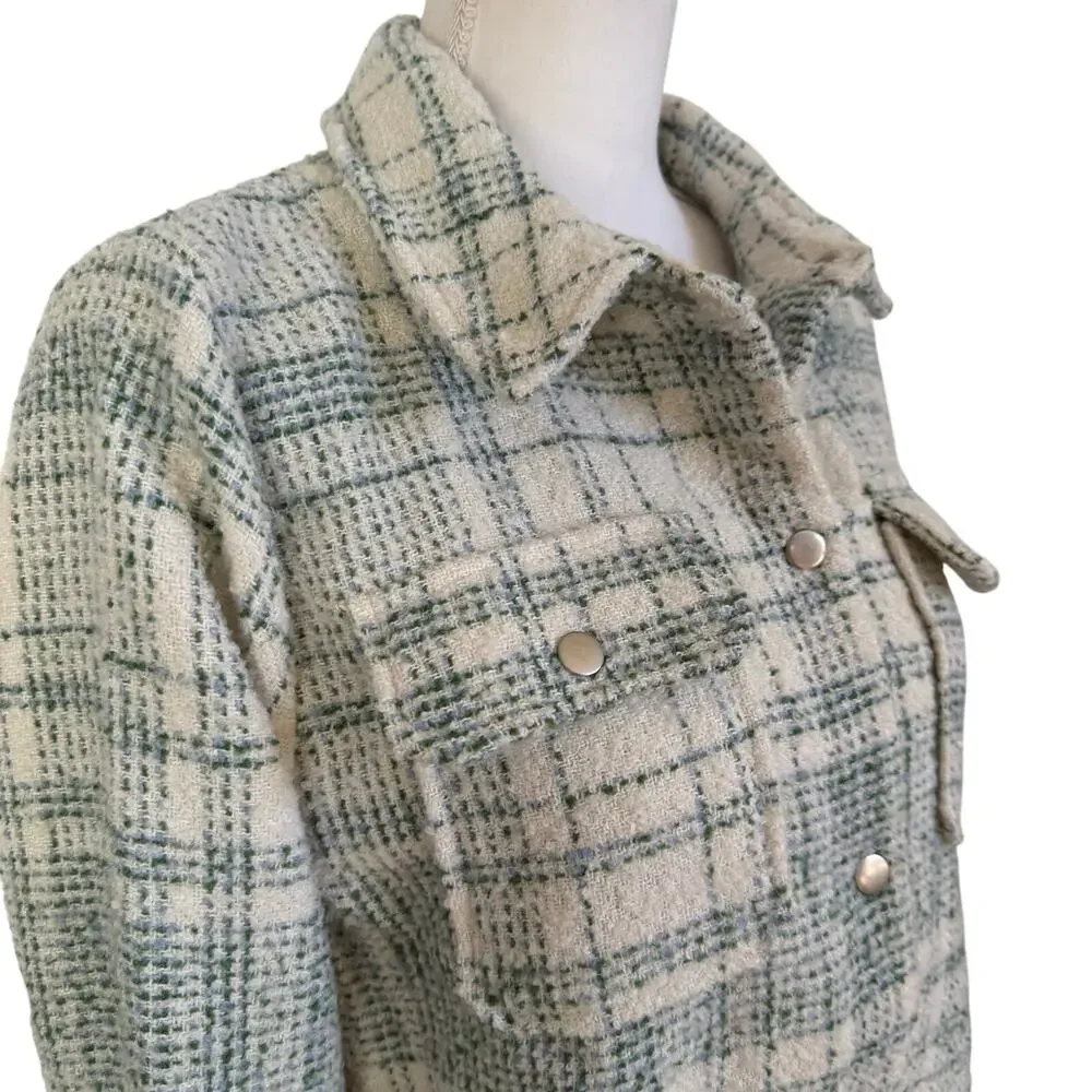 Blue B Shacket Jacket Women's Size L Large Green Plaid